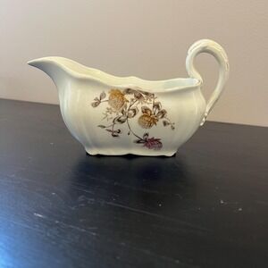 John Maddock & Sons Ironstone Gravy Boat England Brown Floral Transferware Vtg